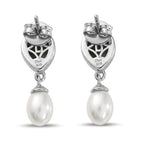 D'Joy - Natural Larimar & Fresh Water Pearl Dangling Earring with Push Post in Platinum Overlay Sterling Silver 7.90 Ct._8587875_4