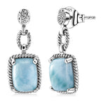 D'Joy - Natural Larimar Dangling Earring with Push Post in Platinum Overlay Sterling Silver 3.94 Ct._8587876