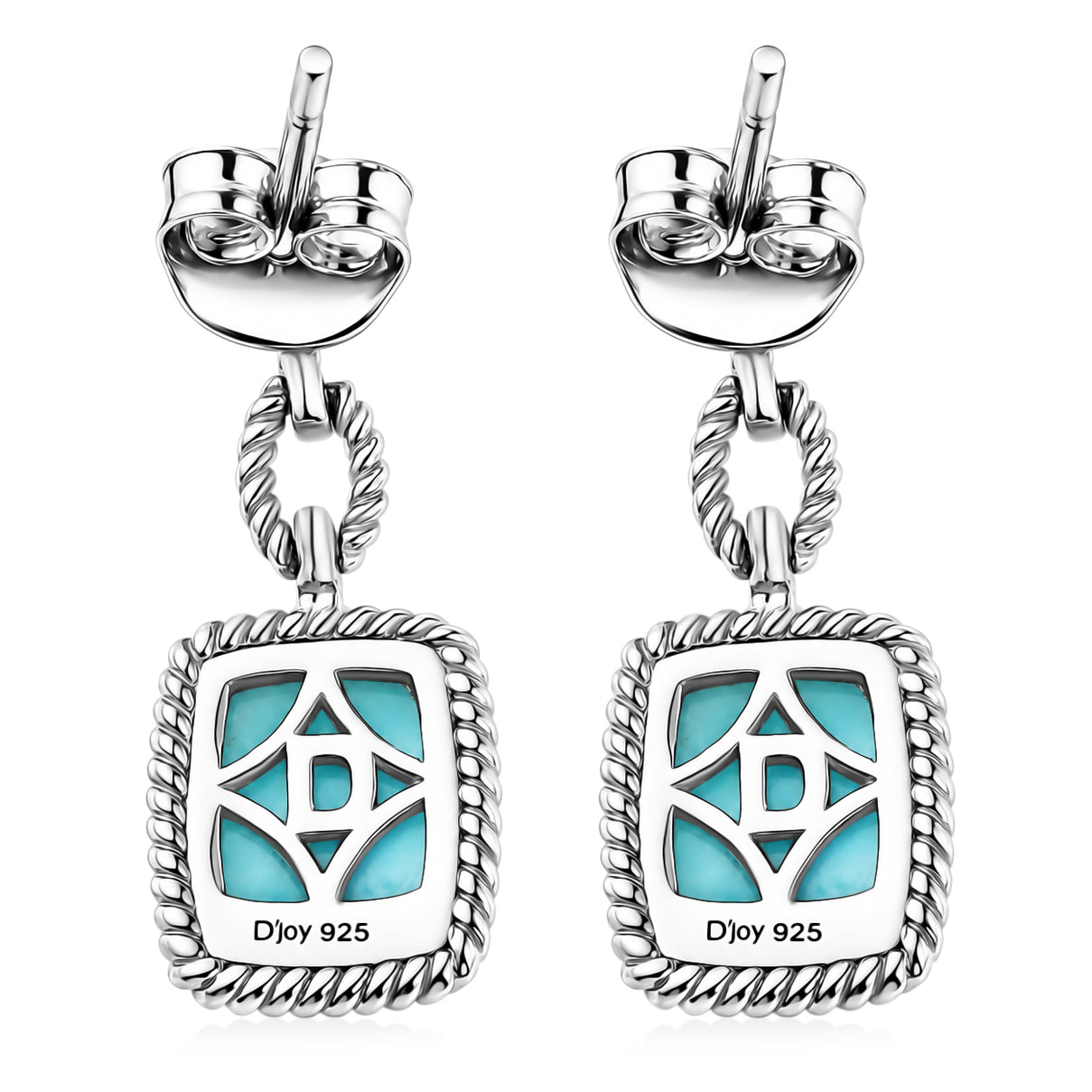 D'Joy - Natural Larimar Dangling Earring with Push Post in Platinum Overlay Sterling Silver 3.94 Ct. 8587876 5