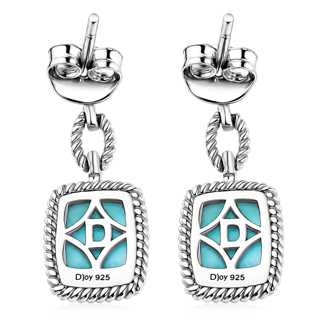 D'Joy - Natural Larimar Dangling Earring with Push Post in Platinum Overlay Sterling Silver 3.94 Ct. 8587876 5