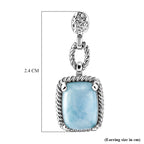 D'Joy - Natural Larimar Dangling Earring with Push Post in Platinum Overlay Sterling Silver 3.94 Ct._8587876_5