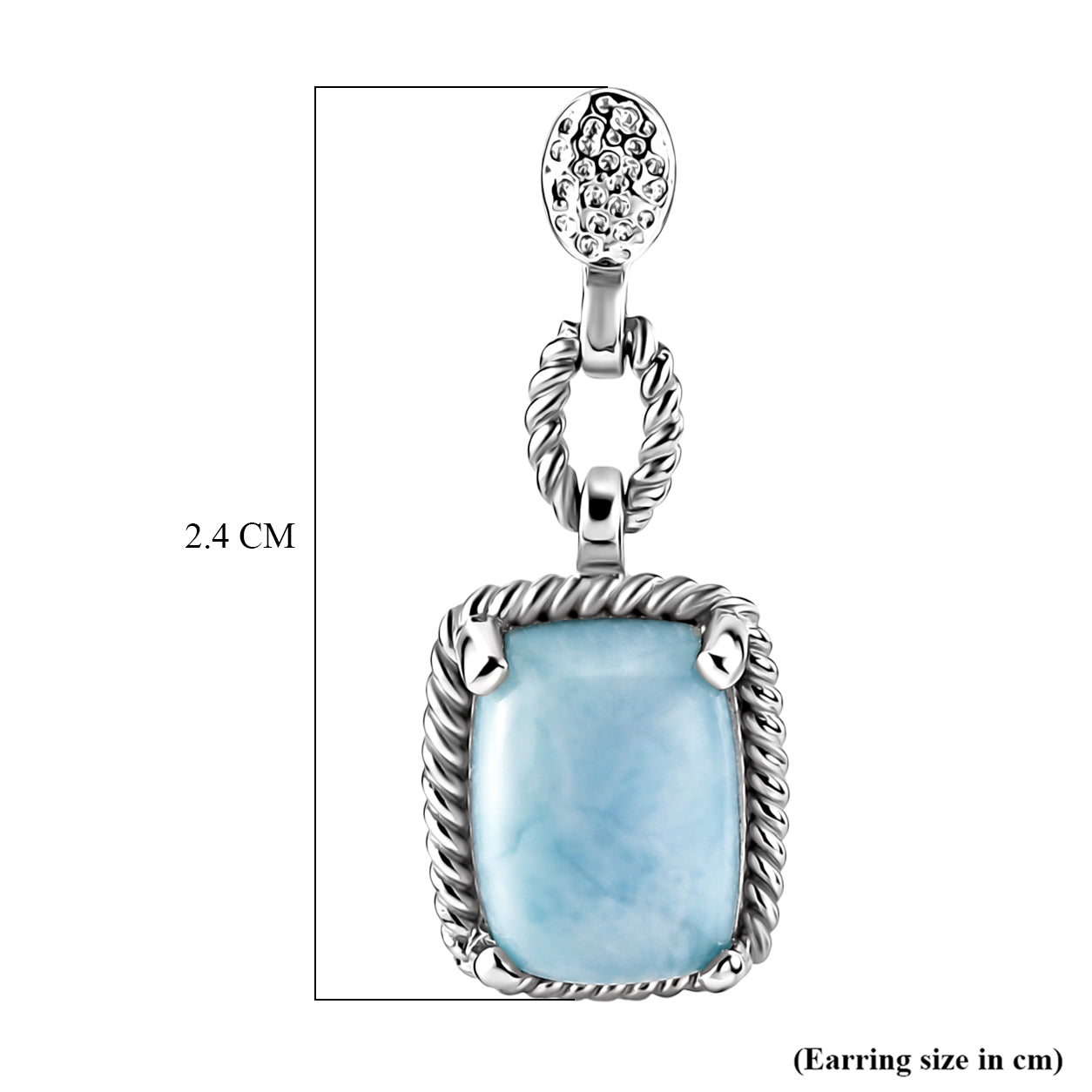 D'Joy - Natural Larimar Dangling Earring with Push Post in Platinum Overlay Sterling Silver 3.94 Ct. 8587876 6