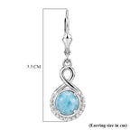 D'Joy - Natural Larimar Solitaire Lever Back Earring in Platinum Overlay Sterling Silver 2.21 Ct._8587878_5