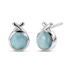 D'Joy - Natural Larimar Solitaire Stud Push Post Earring in Platinum Overlay Sterling Silver 2.20 Ct._8587891