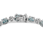D'Joy - Natural Larimar & Fresh Water Pearl Tennis Bracelet (Size - 7) with GB Lock Box in Rhodium Overlay Sterling Silver 19.65 Ct, Silver Wt.10.40 Gms_8587912_3