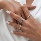 D'Joy - African Amethyst & Moissanite Ring in Rhodium Overlay Sterling Silver_8587973_2