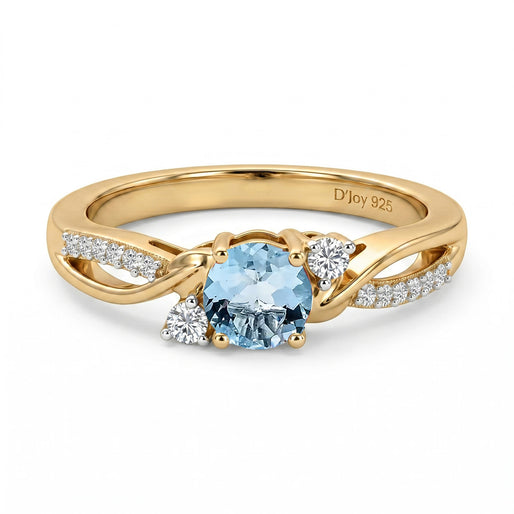 D'Joy - African Ruby & Moissanite Ring in 18K Vermeil Yellow Gold Plated Sterling Silver