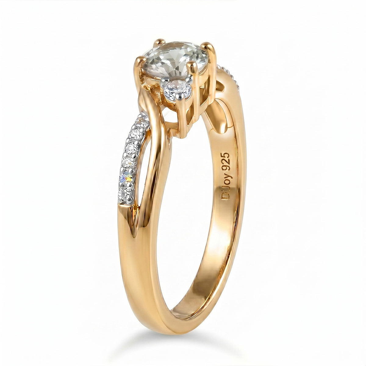 Always You Aquamarine Birthstone Solitaire Promise Ring with Moissanite Accents in 925 Sterling Silver 18K Gold Vermeil Plated 8587984 4