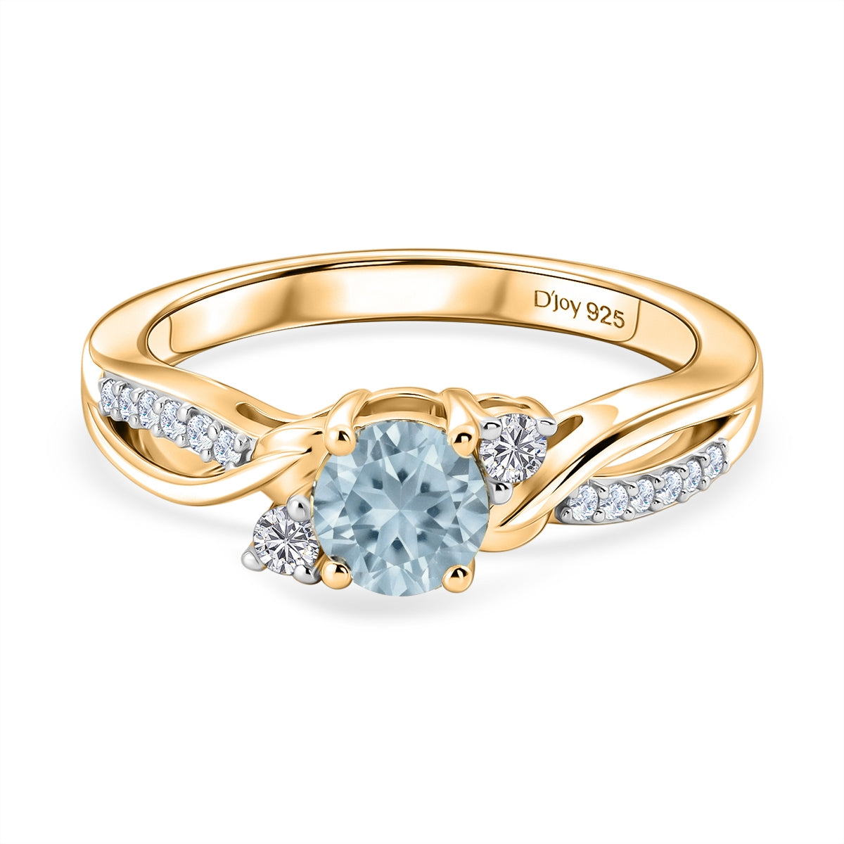 D'Joy - Aquamarine &amp; Moissanite Ring in 18K Vermeil Yellow Gold Plated Sterling Silver 8587988 0