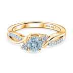 D'Joy - Aquamarine & Moissanite Ring in 18K Vermeil Yellow Gold Plated Sterling Silver_8587988