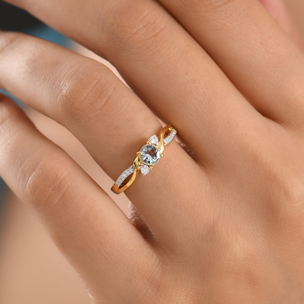 D'Joy - Aquamarine & Moissanite Ring in 18K Vermeil Yellow Gold Plated Sterling Silver_8587988_1