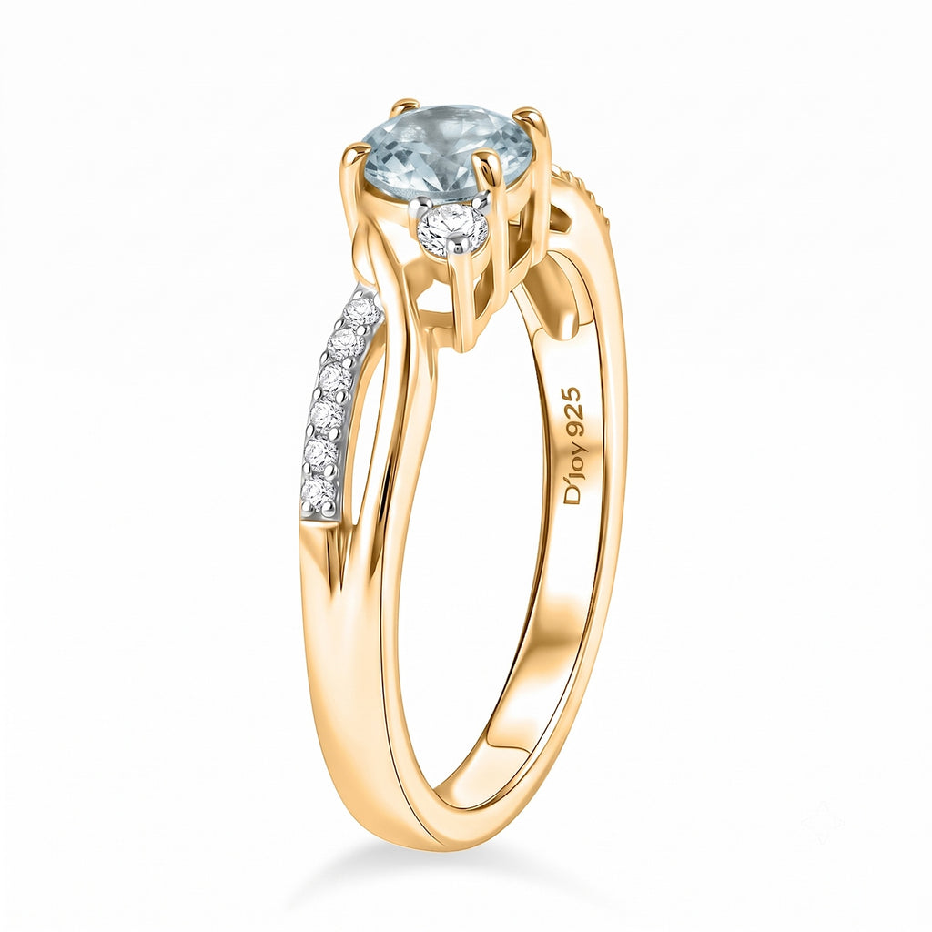 D'Joy - Aquamarine & Moissanite Ring in 18K Vermeil Yellow Gold Plated Sterling Silver_8587988_3