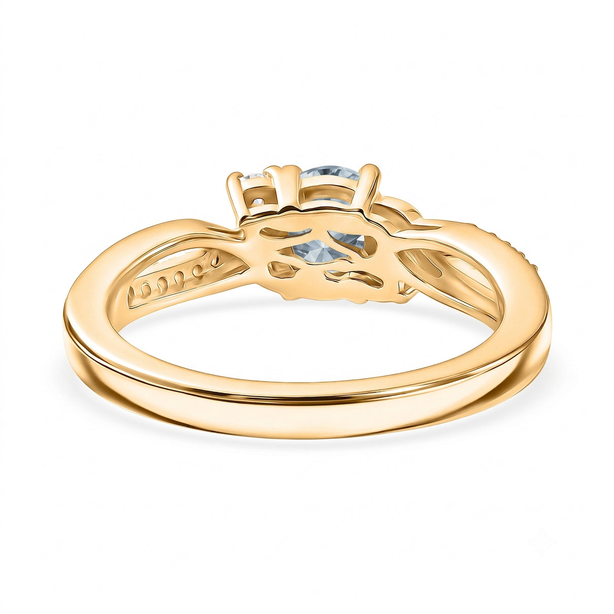 D'Joy - Aquamarine &amp; Moissanite Ring in 18K Vermeil Yellow Gold Plated Sterling Silver 8587988 4