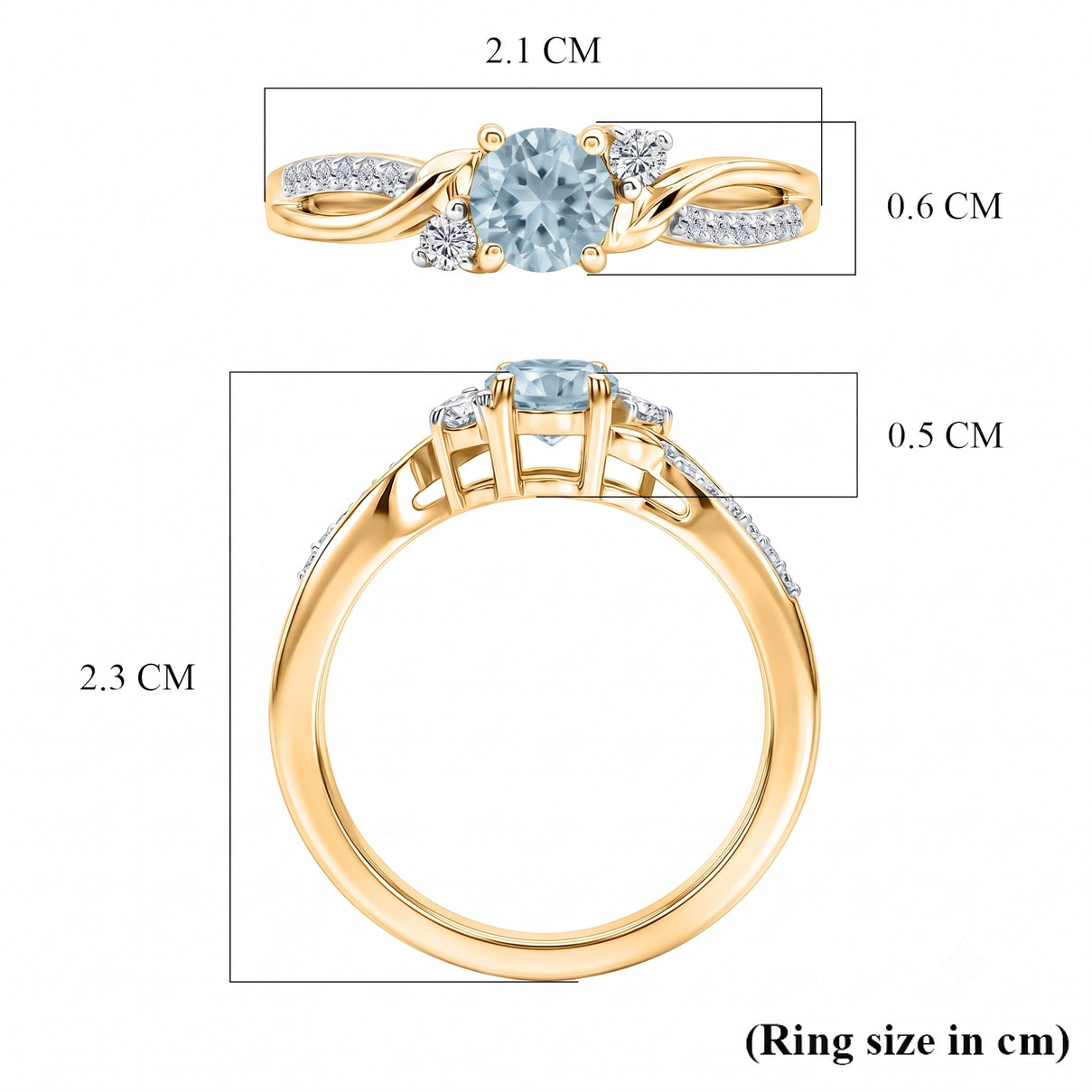 D'Joy - Aquamarine &amp; Moissanite Ring in 18K Vermeil Yellow Gold Plated Sterling Silver 8587988 5