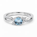D'Joy - Aquamarine & Moissanite Ring in Rhodium Overlay Sterling Silver_8587995