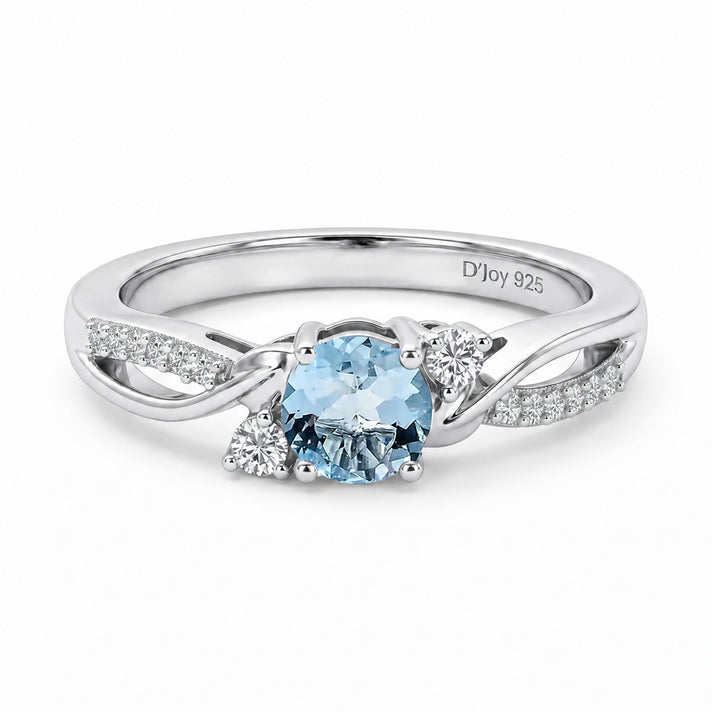Always You Aquamarine Birthstone Solitaire Promise Ring with Moissanite Accents in 925 Sterling Silver Rhodium Plated 8587995 1