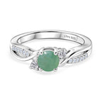 D'Joy - Socoto Emerald & Moissanite Ring in Rhodium Overlay Sterling Silver_8588043