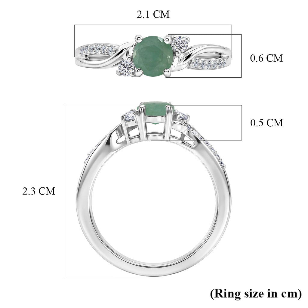 D'Joy - Socoto Emerald & Moissanite Ring in Rhodium Overlay Sterling Silver_8588043_5