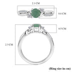 D'Joy - Socoto Emerald & Moissanite Ring in Rhodium Overlay Sterling Silver_8588043_5