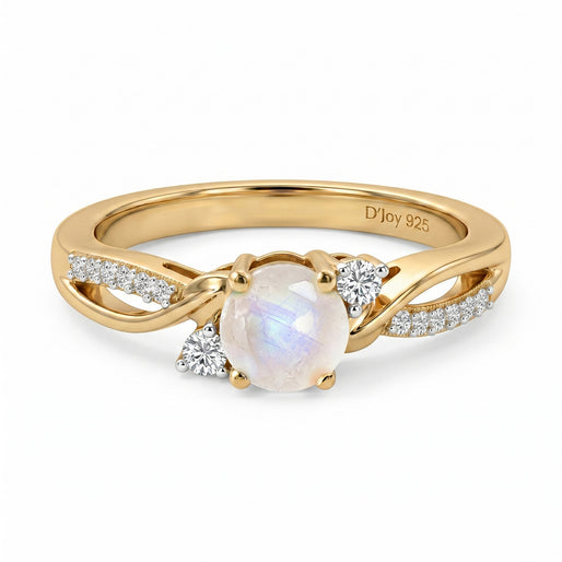 D'Joy - African Ruby & Moissanite Ring in 18K Vermeil Yellow Gold Plated Sterling Silver