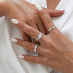 D'Joy - Rainbow Moonstone Glow & Moissanite Ring in Rhodium Overlay Sterling Silver_8588066_2
