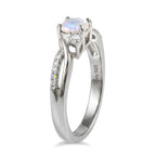D'Joy - Rainbow Moonstone Glow & Moissanite Ring in Rhodium Overlay Sterling Silver_8588066_3