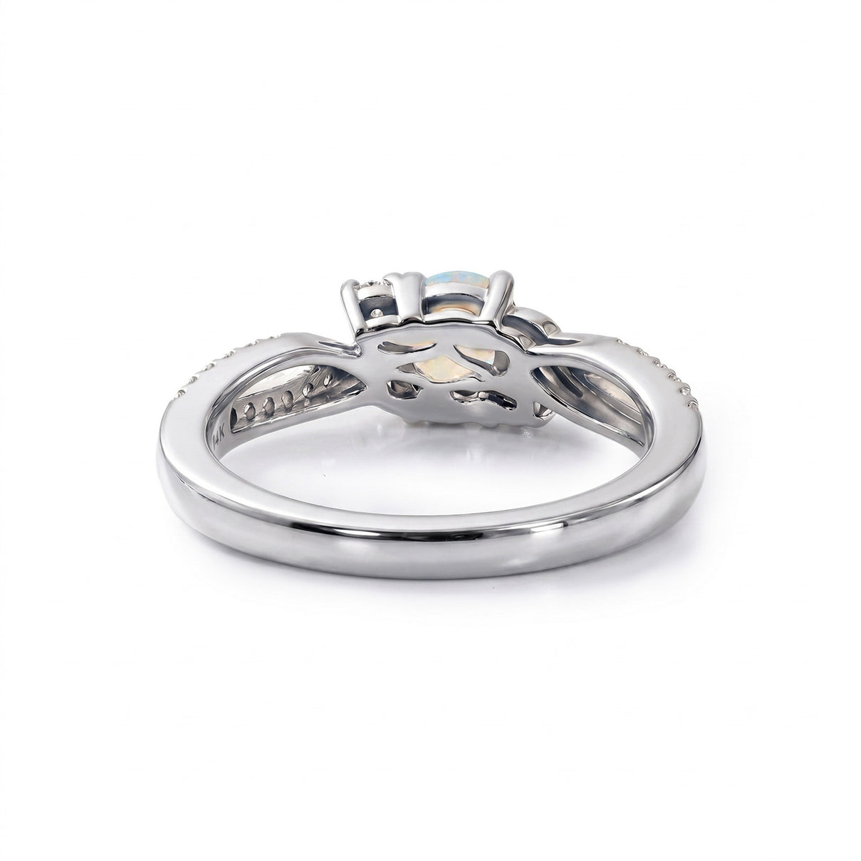 D'Joy - Rainbow Moonstone Glow &amp; Moissanite Ring in Rhodium Overlay Sterling Silver 8588066 4