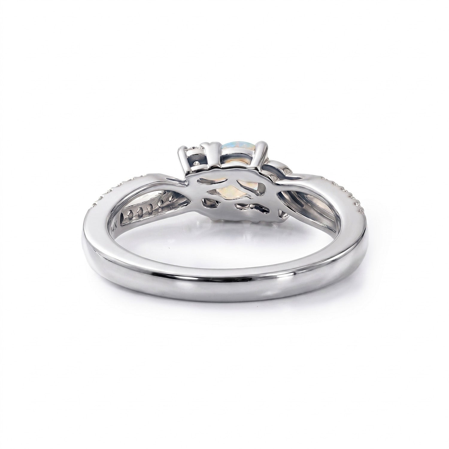D'Joy - Rainbow Moonstone Glow &amp; Moissanite Ring in Rhodium Overlay Sterling Silver 8588066 4