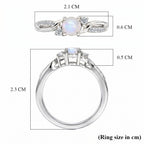 D'Joy - Rainbow Moonstone Glow & Moissanite Ring in Rhodium Overlay Sterling Silver_8588066_8