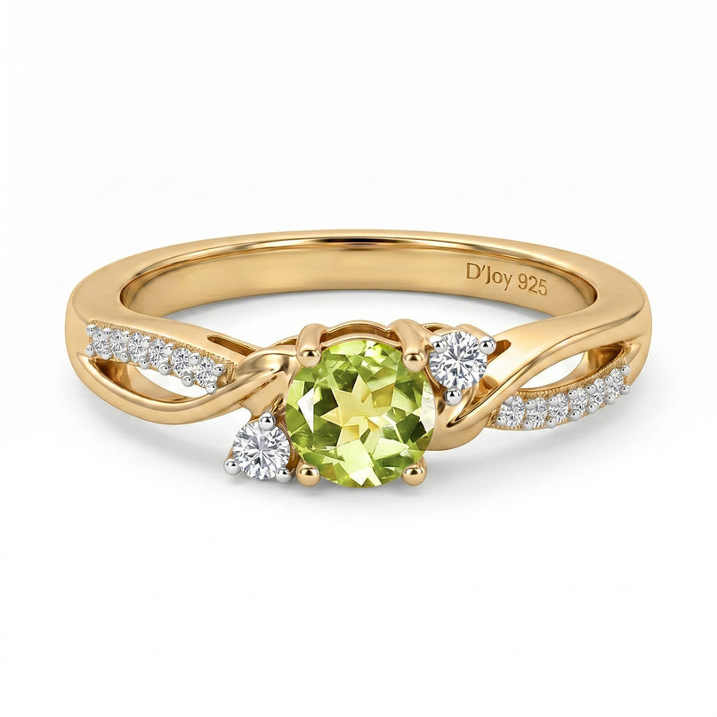 D'Joy - Peridot & Moissanite Ring in 18K Vermeil Yellow Gold Plated Sterling Silver_8588072