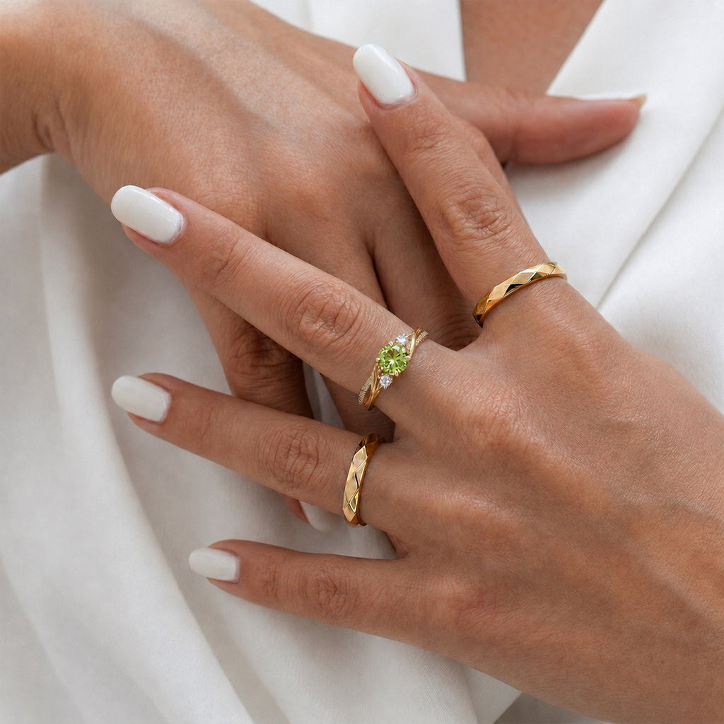 D'Joy - Peridot & Moissanite Ring in 18K Vermeil Yellow Gold Plated Sterling Silver_8588072_2