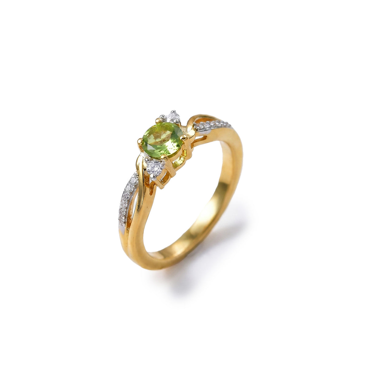 Always You Peridot Birthstone Solitaire Promise Ring with Moissanite Accents in 925 Sterling Silver 18K Gold Vermeil Plated 8588072 4