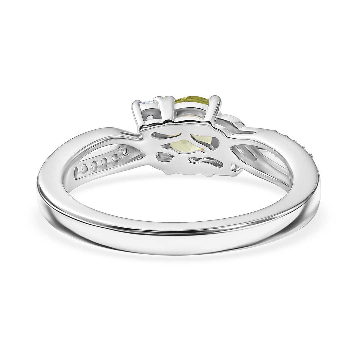 D'Joy - Peridot &amp; Moissanite Ring in Rhodium Overlay Sterling Silver 8588083 4