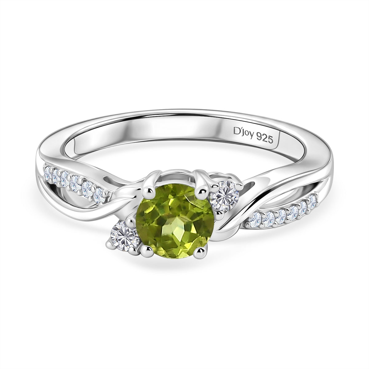 D'Joy - Peridot &amp; Moissanite Ring in Rhodium Overlay Sterling Silver 8588087 0