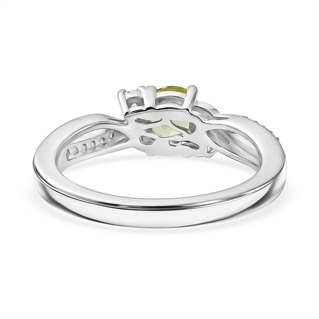 D'Joy - Peridot & Moissanite Ring in Rhodium Overlay Sterling Silver_8588087_4