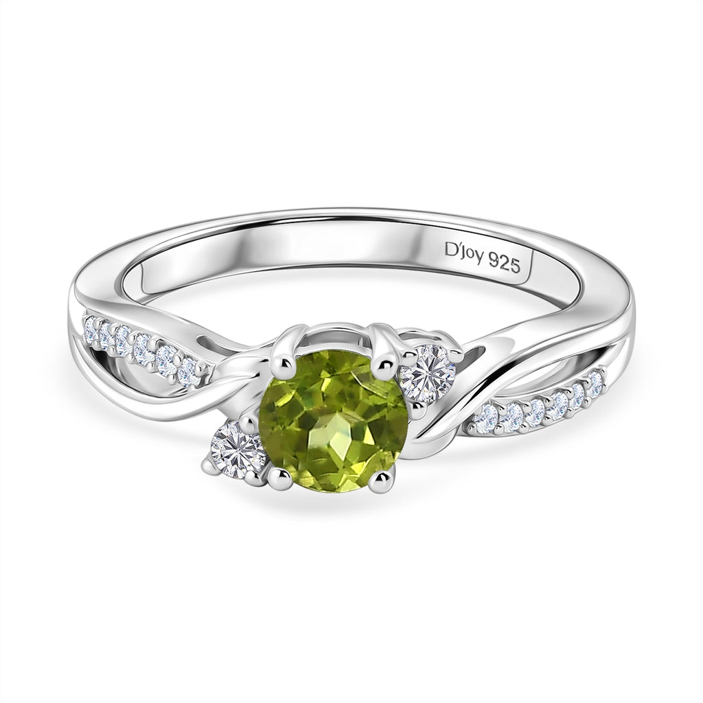 D'Joy - Peridot & Moissanite Ring in Rhodium Overlay Sterling Silver_8588089