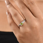 D'Joy - Peridot & Moissanite Ring in Rhodium Overlay Sterling Silver_8588089_1