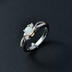 D'Joy - Ethiopian Opal & Moissanite Ring in Rhodium Overlay Sterling Silver_8588108_2