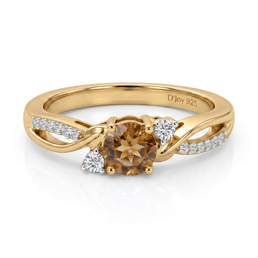D'Joy - African Ruby & Moissanite Ring in 18K Vermeil Yellow Gold Plated Sterling Silver
