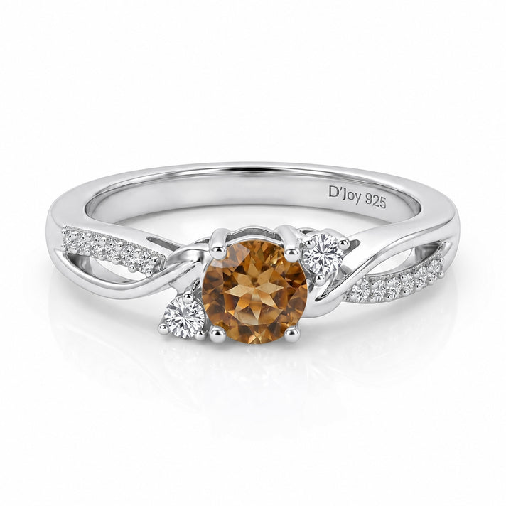 Always You Citrine Birthstone Solitaire Promise Ring with Moissanite Accents in 925 Sterling Silver Rhodium Plated 8588127 1