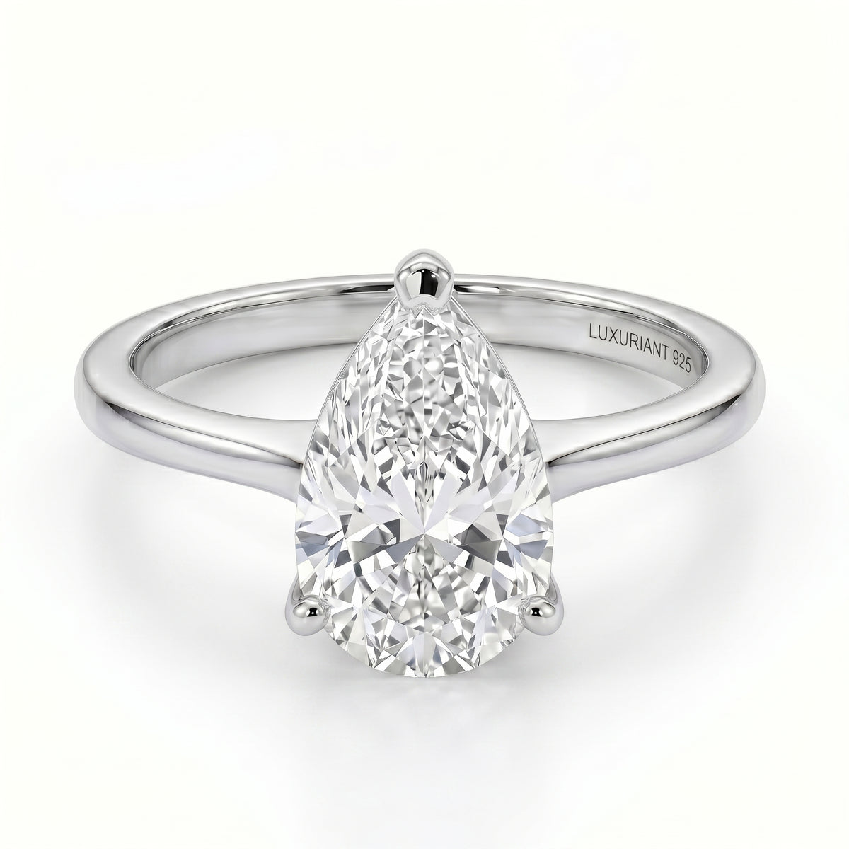 LUXURIANT 2 Ct. Lab Grown Diamond Pear Cut Solitaire Ring in Rhodium Overlay Sterling Silver SGL Certified 8588195 0