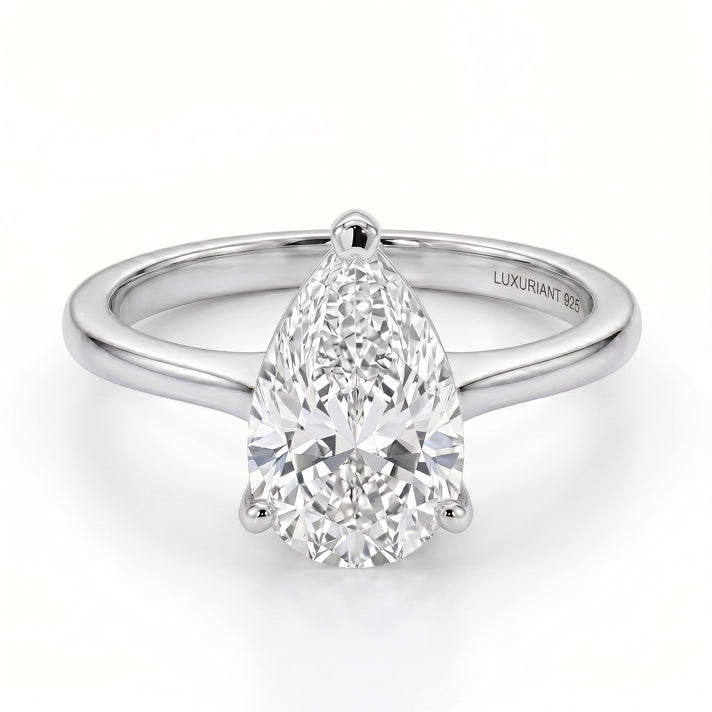 LUXURIANT 2 Ct. Lab Grown Diamond Pear Cut Solitaire Ring in Rhodium Overlay Sterling Silver SGL Certified 8588195 1