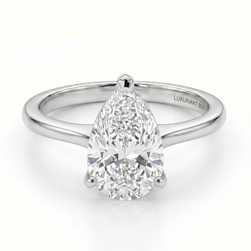 Luxuriant - SGL Certified Lab Grown Diamond (SI/G-H) Pear Cut Solitaire Ring in Rhodium Overlay Sterling Silver 2.00 Ct._8588195