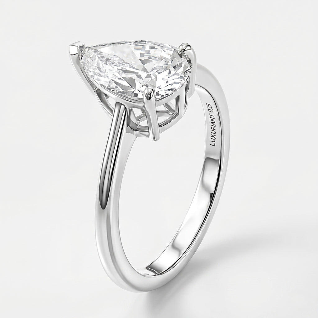 Luxuriant - SGL Certified Lab Grown Diamond (SI/G-H) Pear Cut Solitaire Ring in Rhodium Overlay Sterling Silver 2.00 Ct._8588195_3