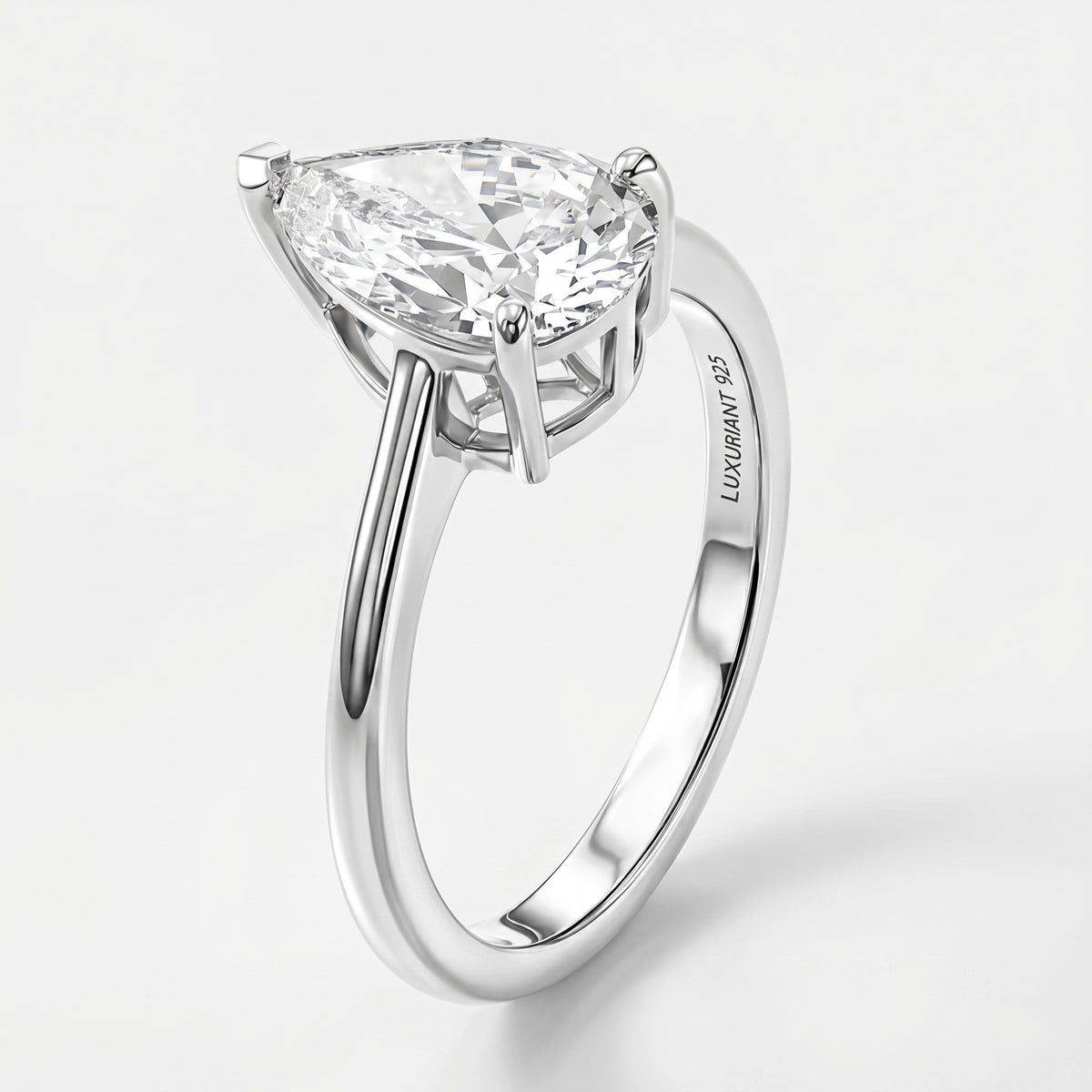 LUXURIANT 2 Ct. Lab Grown Diamond Pear Cut Solitaire Ring in Rhodium Overlay Sterling Silver SGL Certified 8588195 4