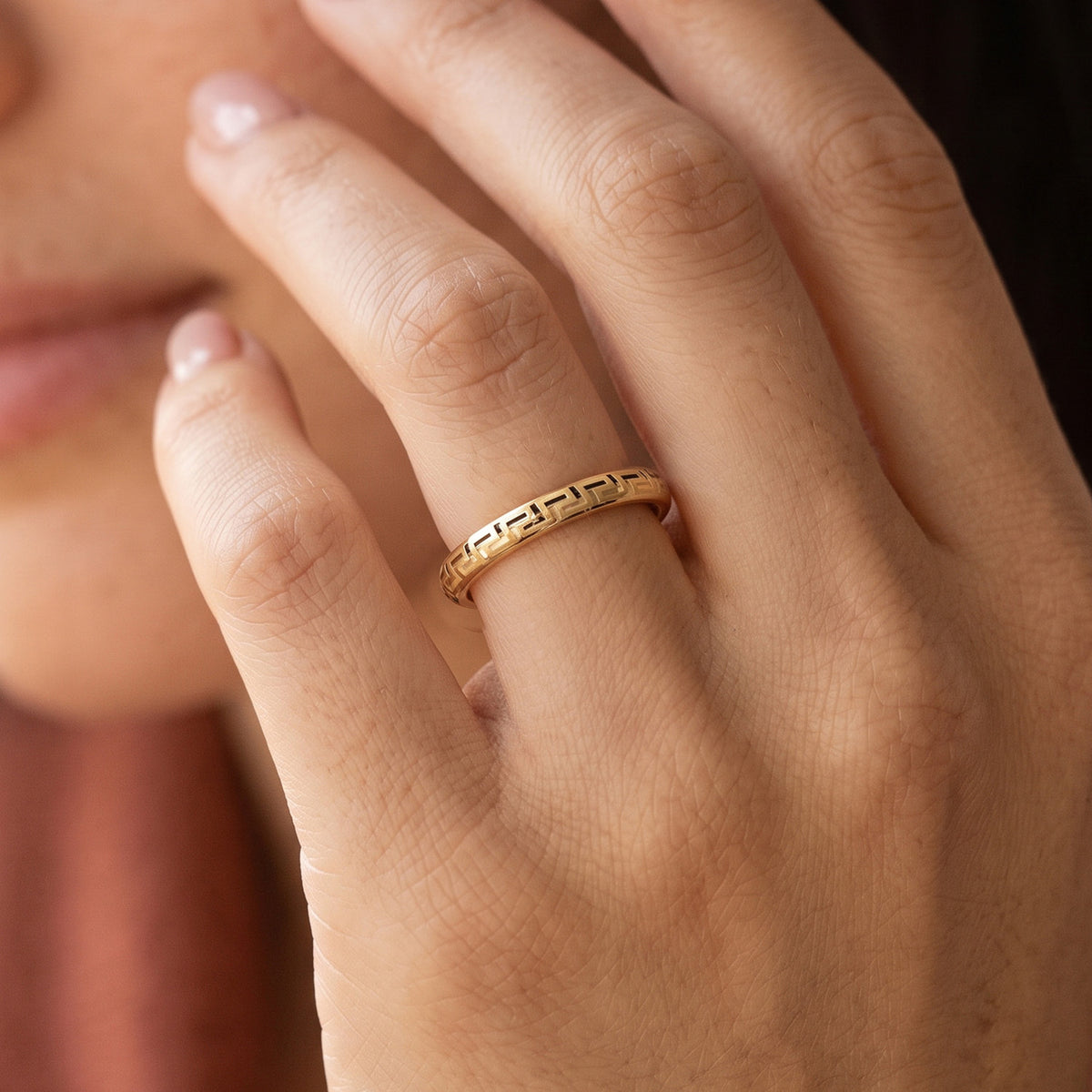 Royal Bali Collection - 9K Yellow Gold Greek Key Band Ring 8588253 6