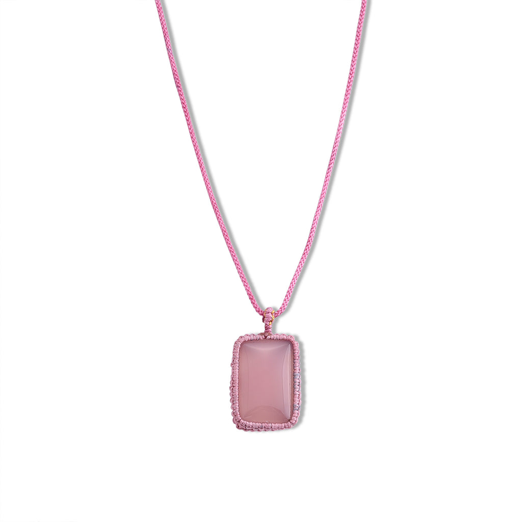 Pink Dyed Chalcedony Stone Necklace  40.000  Ct._8588278