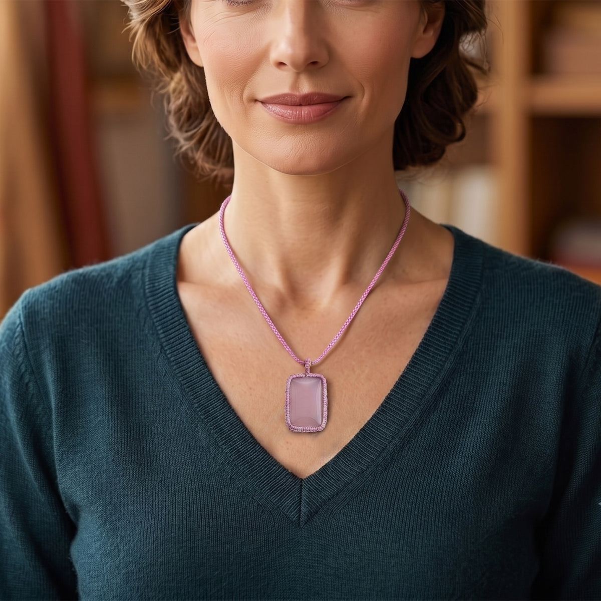 Pink Dyed Chalcedony Adjustable Solitaire Necklace 40.00 Ct. V32518085 2