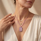 Pink Dyed Chalcedony Stone Necklace  40.000  Ct._8588278_2