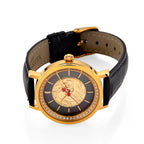 William Hunt 3D Horse Ronda 763 Swiss Movement 5ATM WR Black MOP Lab Diamond Dial & IPG 304 Stainless Steel Case Womens Watch with Black Leather Strap_8588362_4